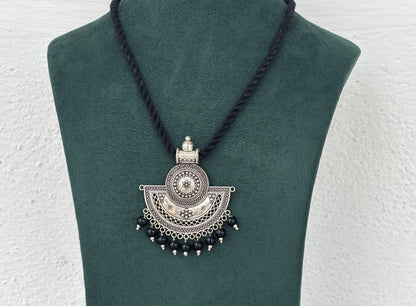 Afghani Tribal Oxidized Silver Pendant Necklace