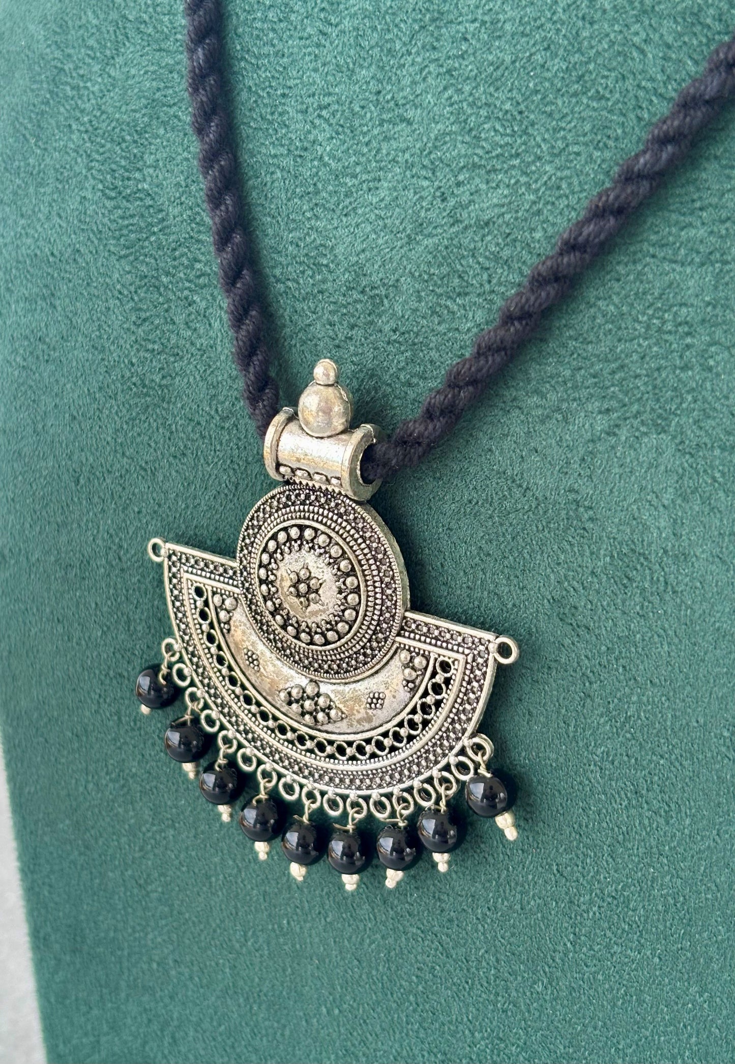 Afghani Tribal Oxidized Silver Pendant Necklace