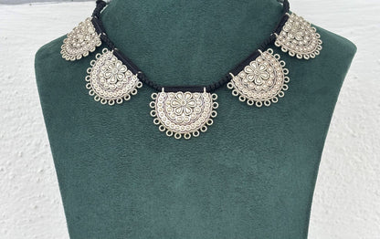 Tribal Oxidized Silver Chandbali Choker