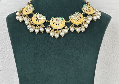 Light Yellow Meenakari Kundan Choker Set
