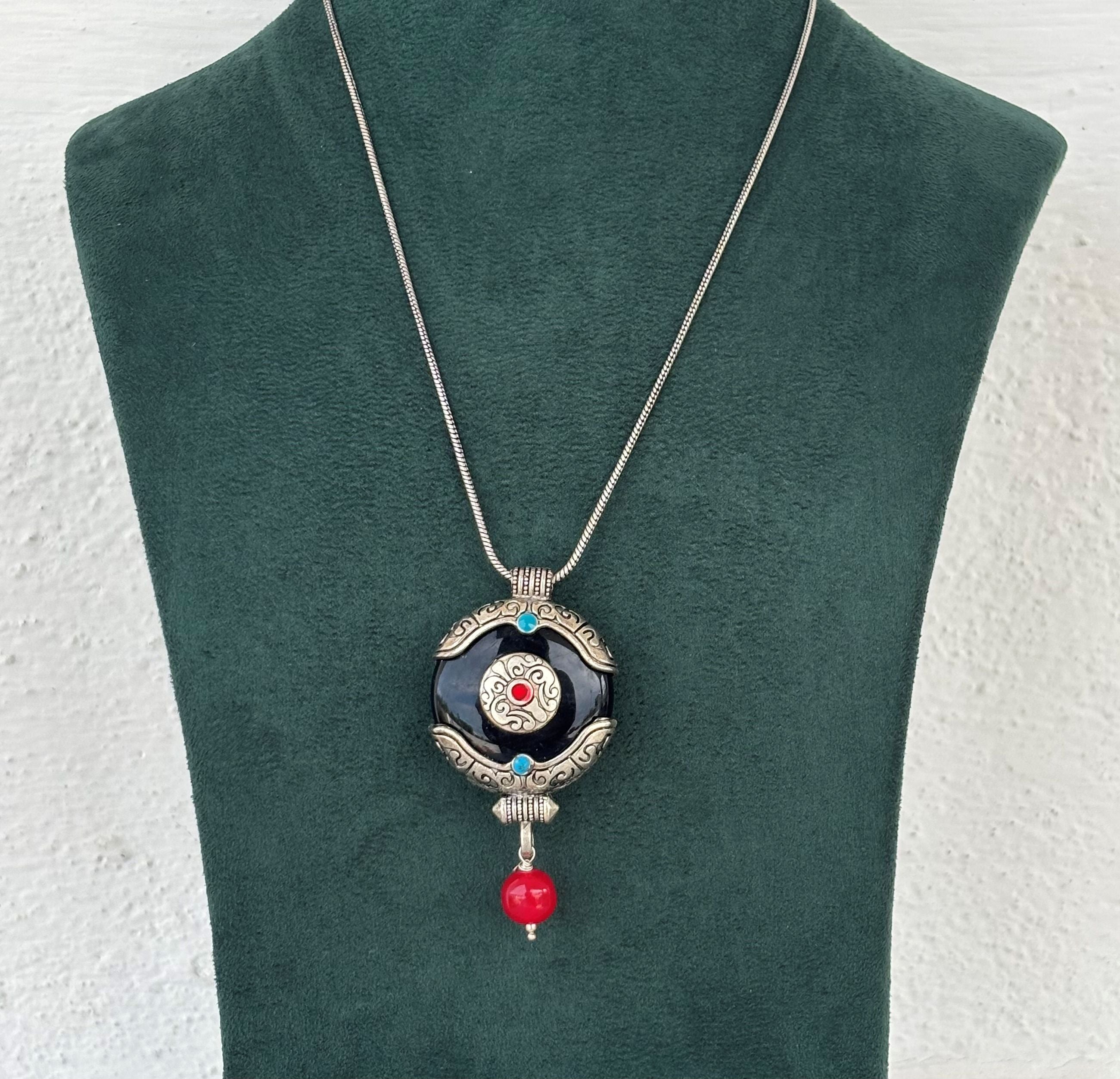 Tibetan Style Evil Eye Pendant Necklace