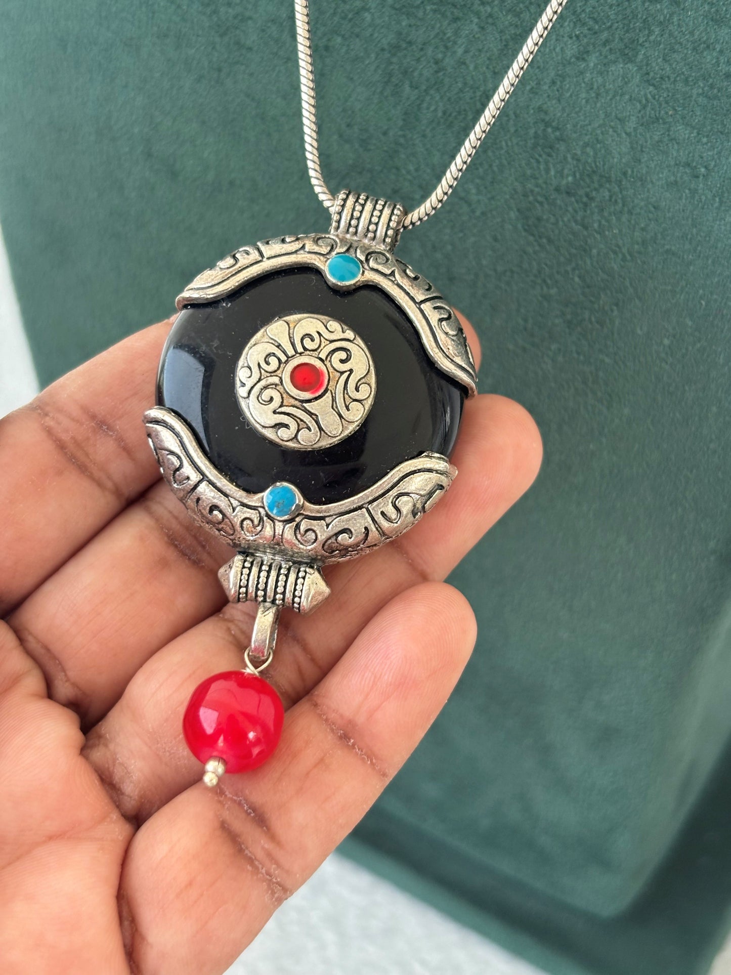 Tibetan Style Evil Eye Pendant Necklace