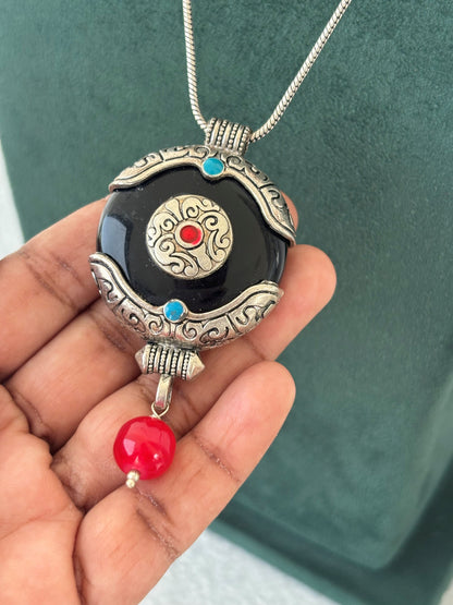 Tibetan Style Evil Eye Pendant Necklace