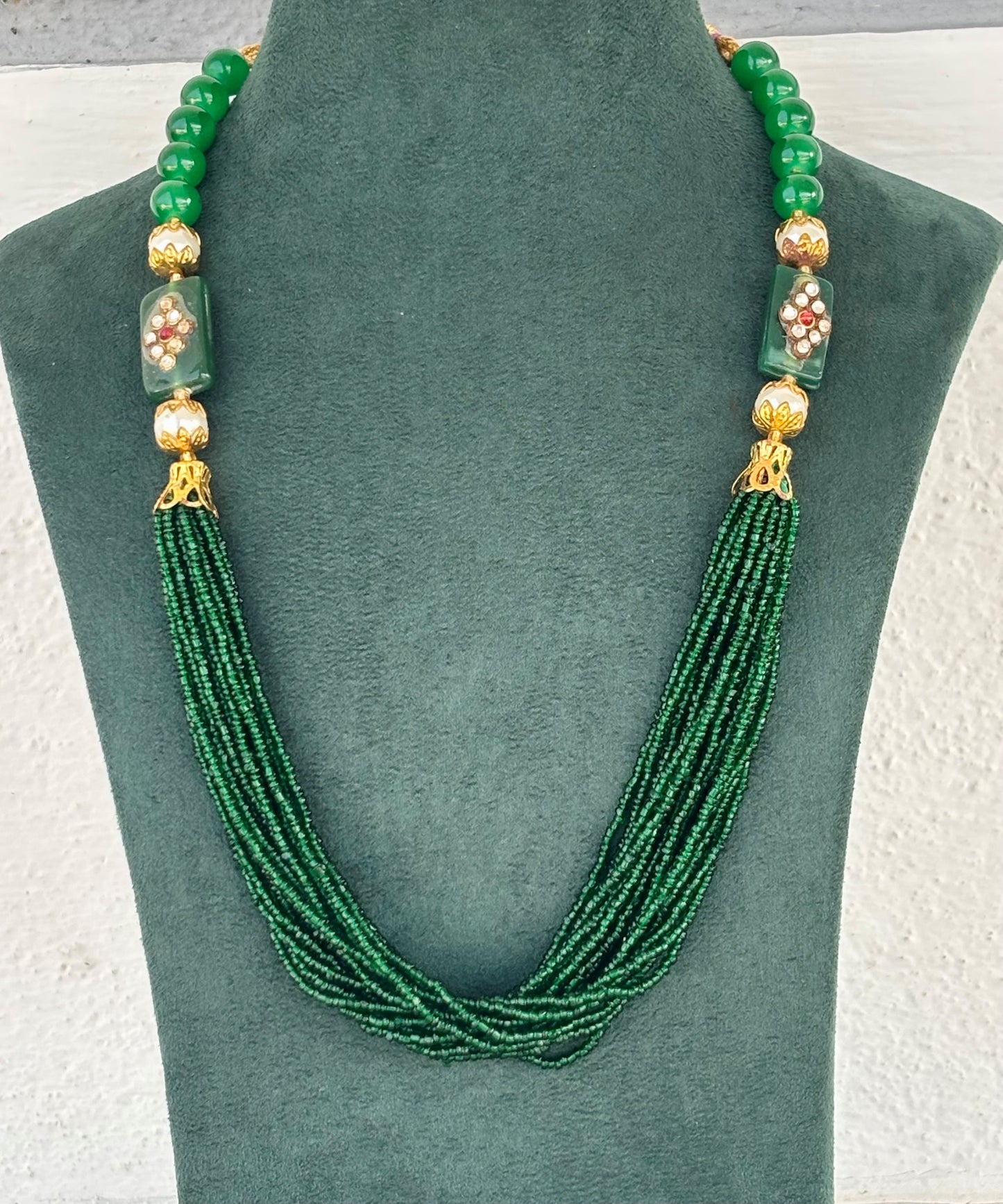 Green Multi-Strand Beaded Rani Haar