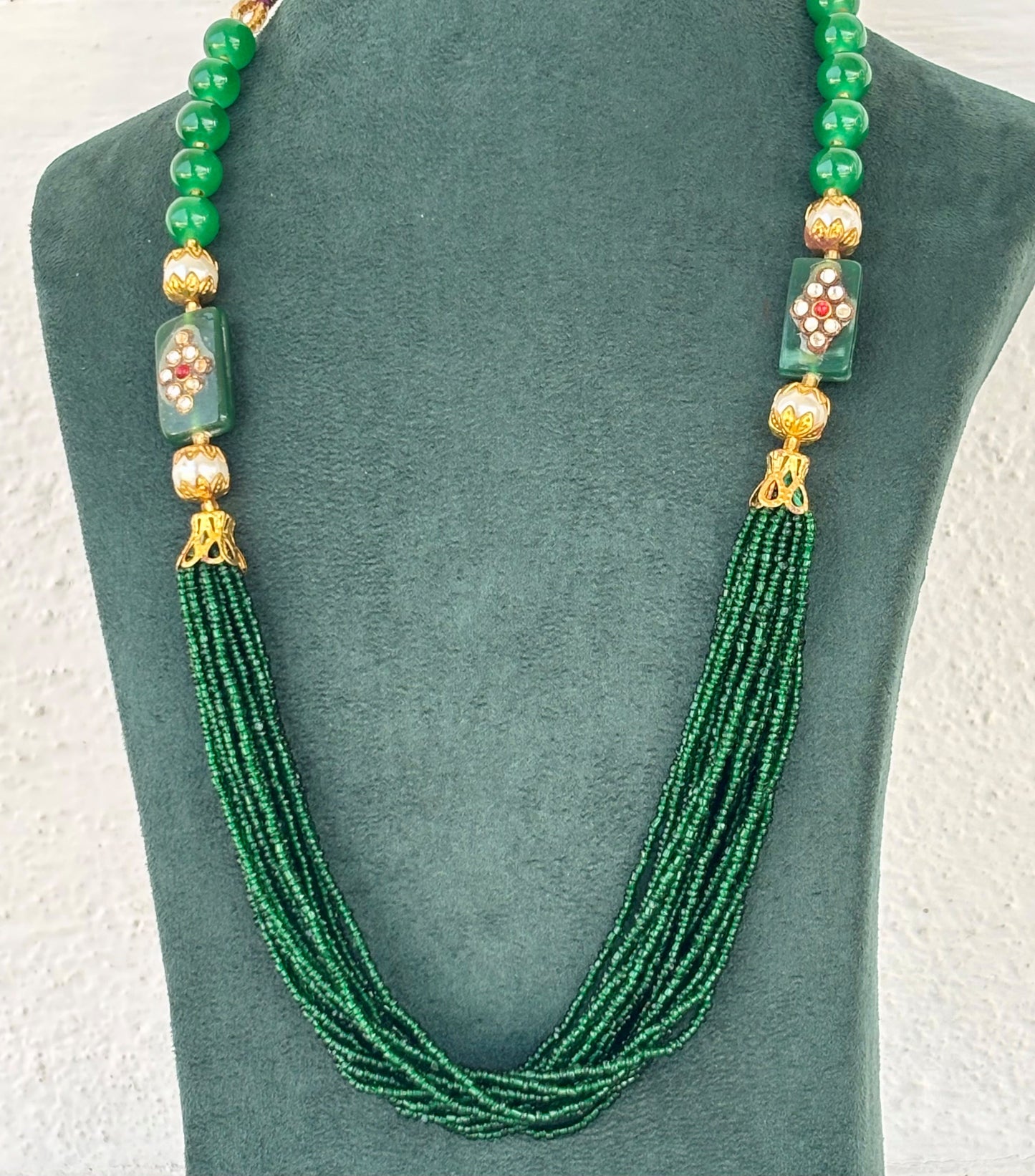 Green Multi-Strand Beaded Rani Haar