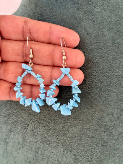 Turquoise Chip Bead Statement Bib Necklace Set