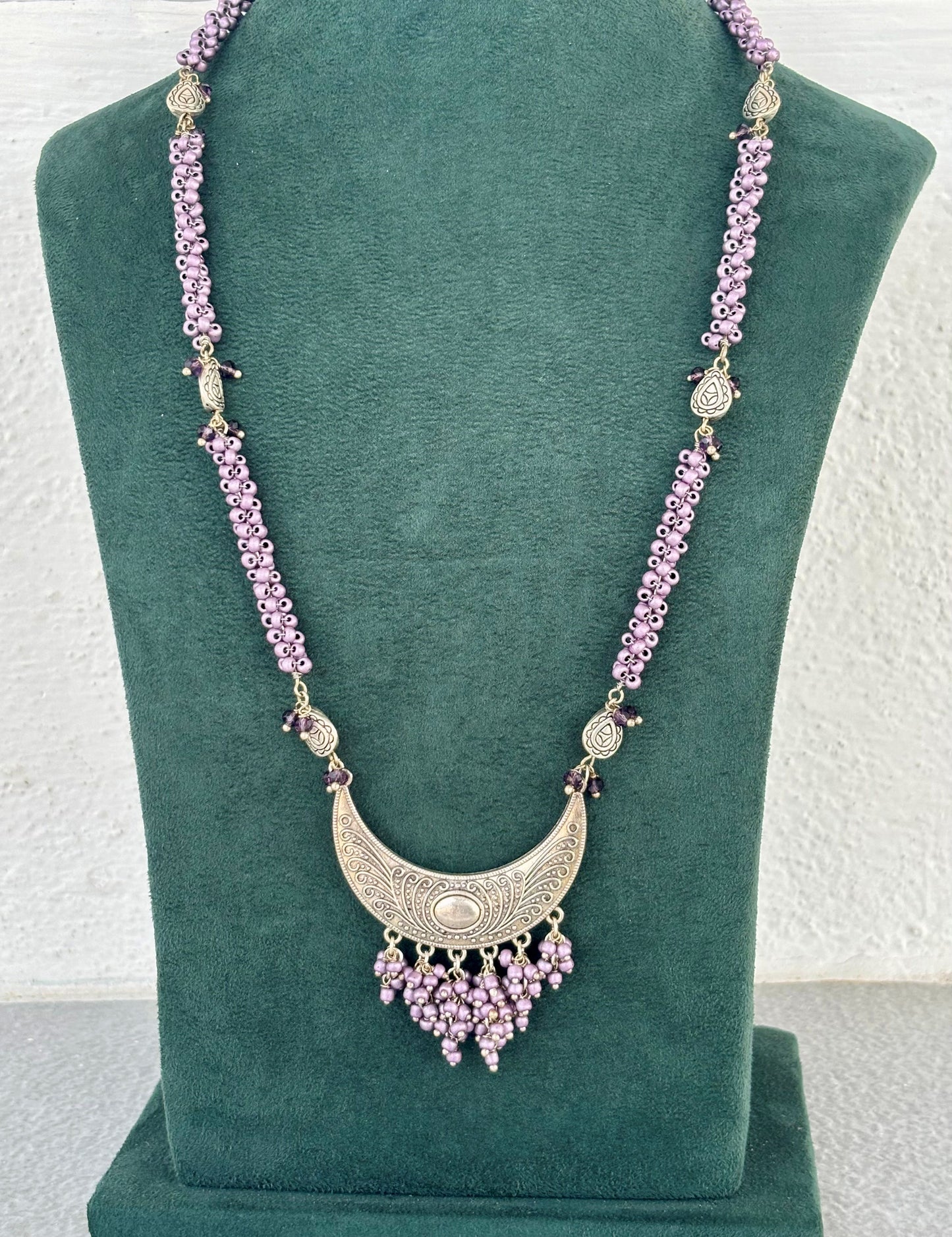 Lavender Beaded Afghani Necklace Set
