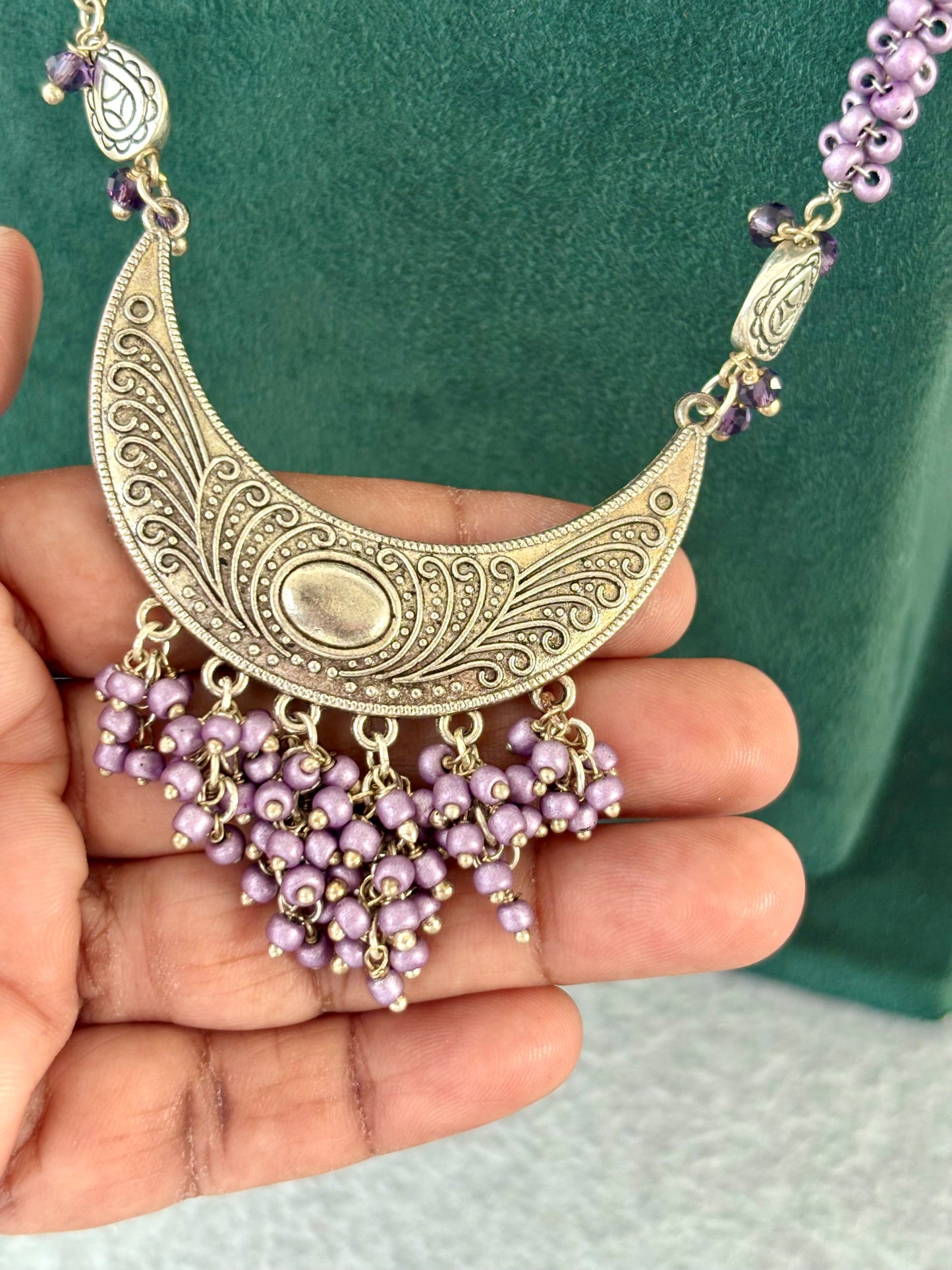 Lavender Beaded Afghani Necklace Set