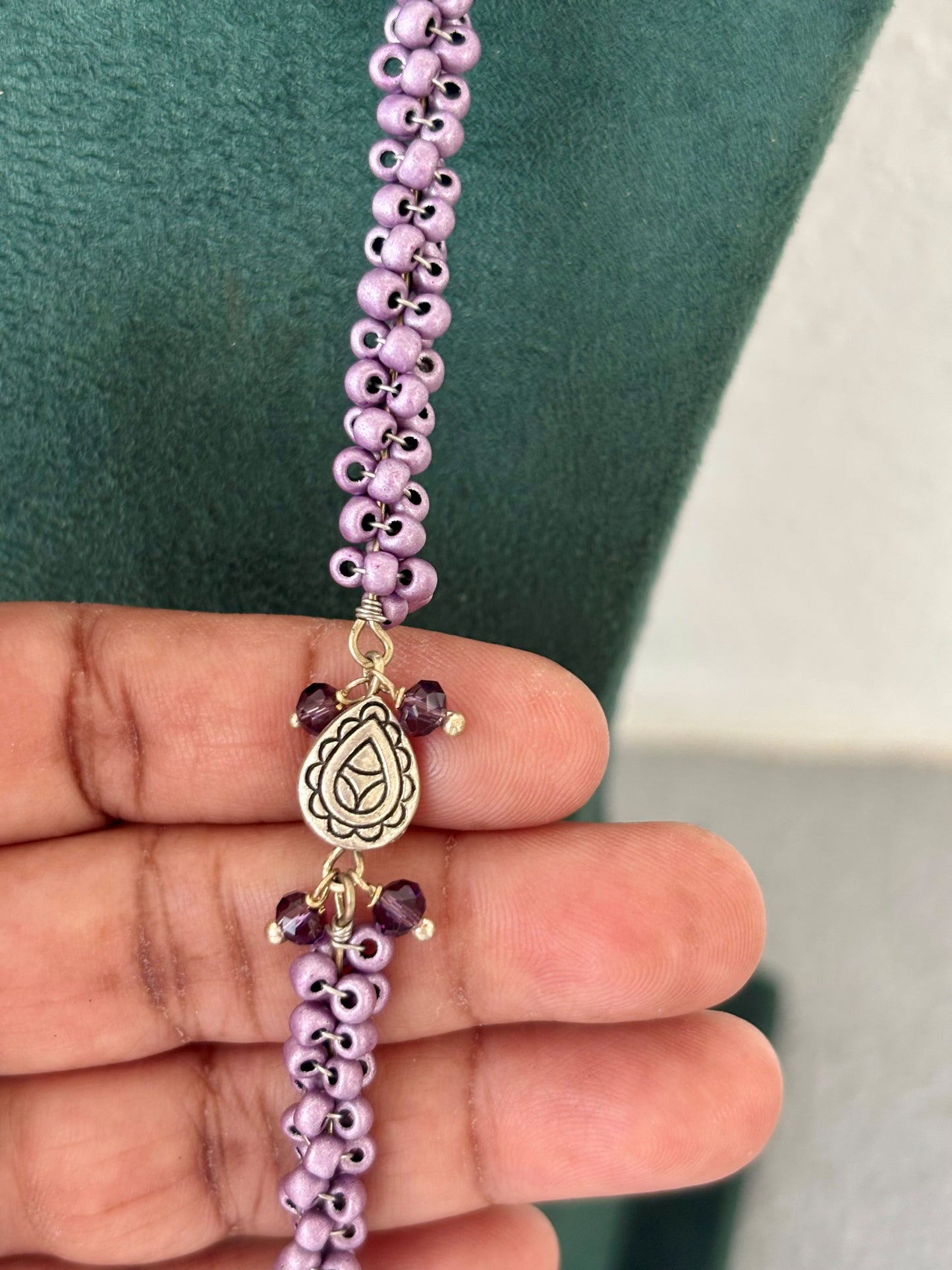 Lavender Beaded Afghani Necklace Set