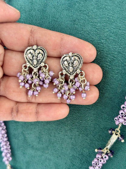 Lavender Beaded Afghani Necklace Set