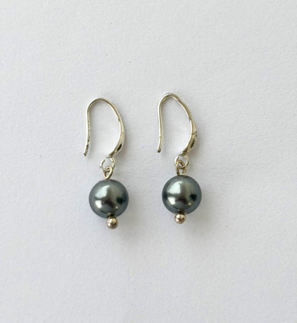 Classic Grey Pearl Dangle Earrings