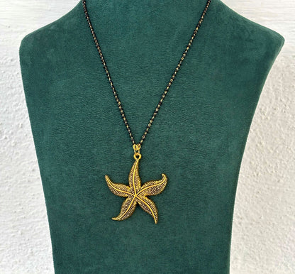 Antique Gold Starfish Pendant Necklace Set
