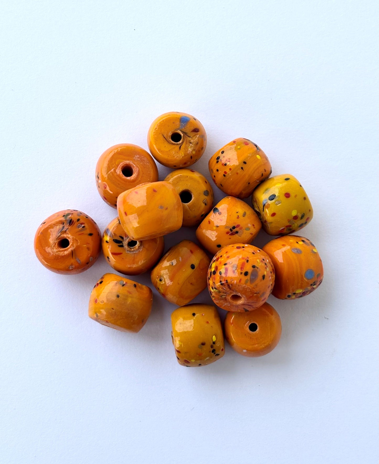 Large Marigold Yellow Splatter Glass Beads
