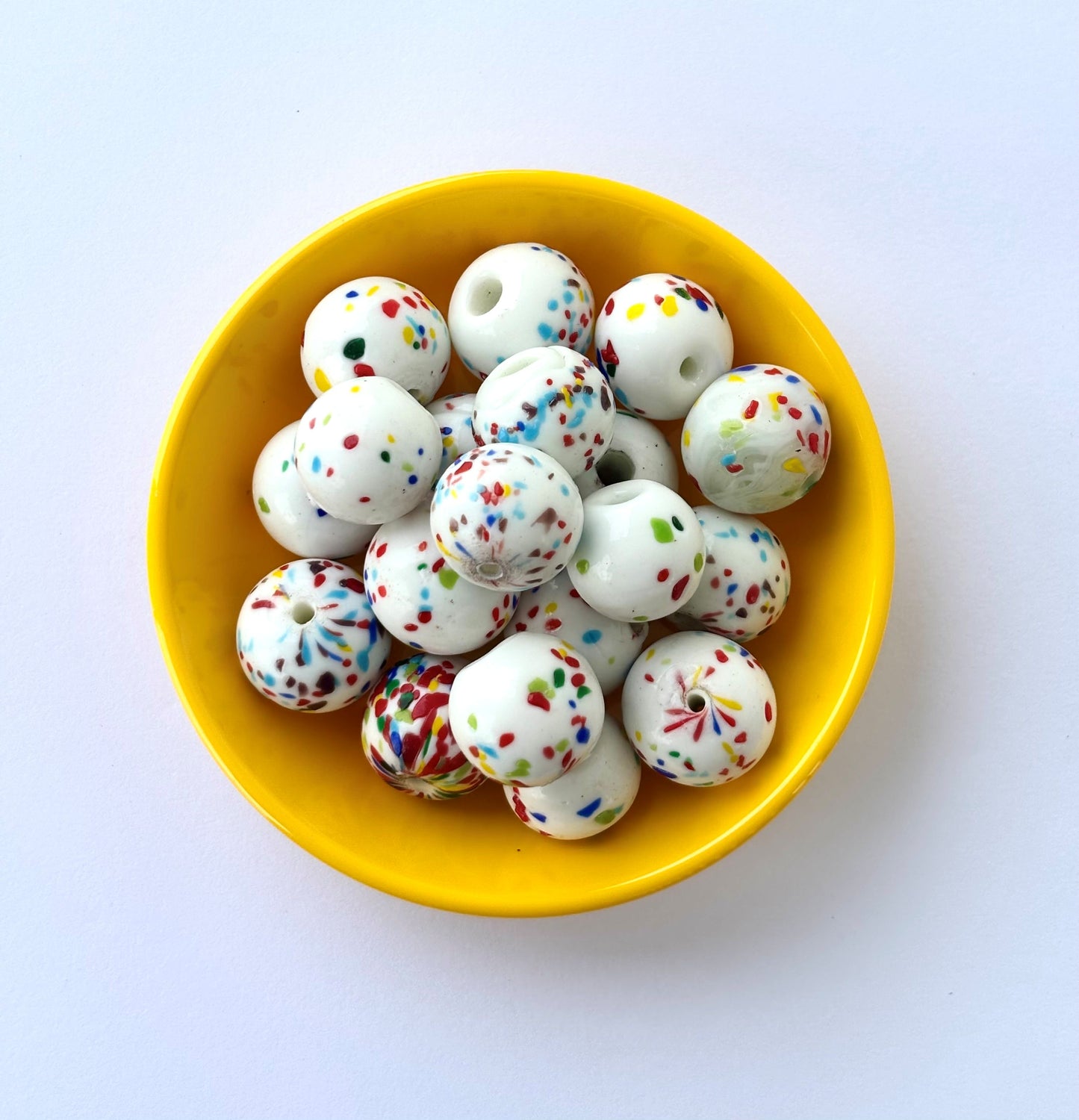 Large White Confetti Glass Beads
