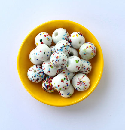 Large White Confetti Glass Beads