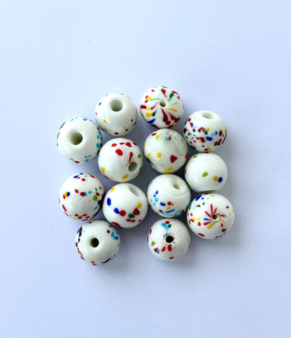 Large White Confetti Glass Beads