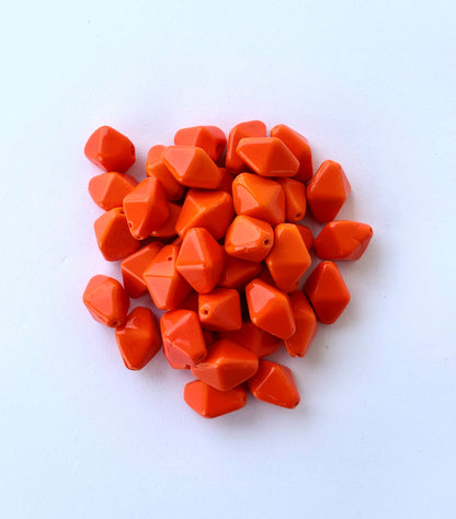 Large Orange Faceted Geometric Acrylic Beads