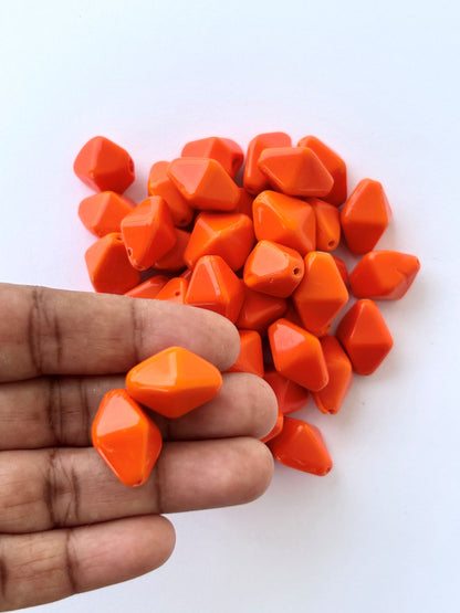 Large Orange Faceted Geometric Acrylic Beads