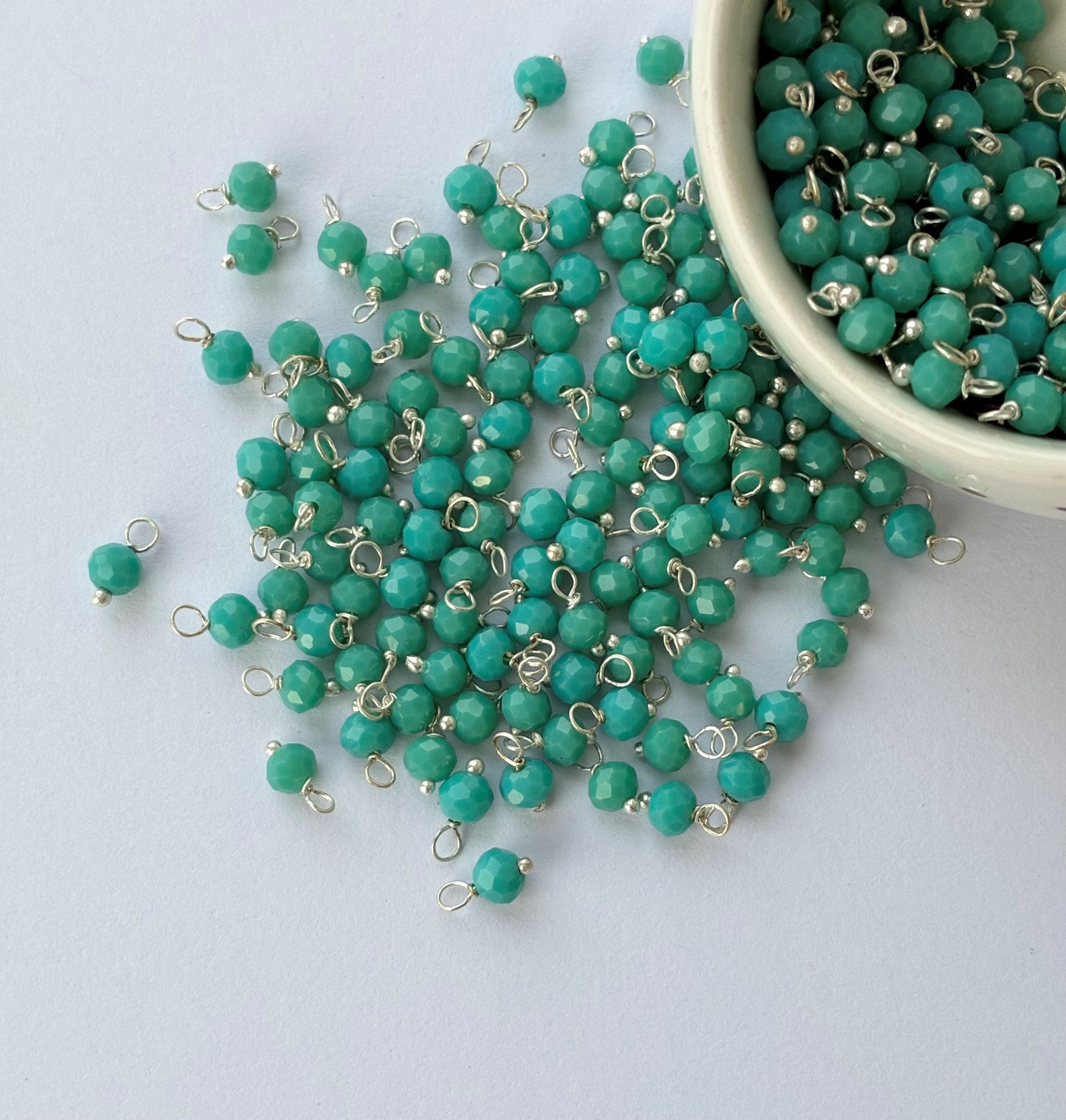 Faceted Turquoise Bead Charms with Silver Wire