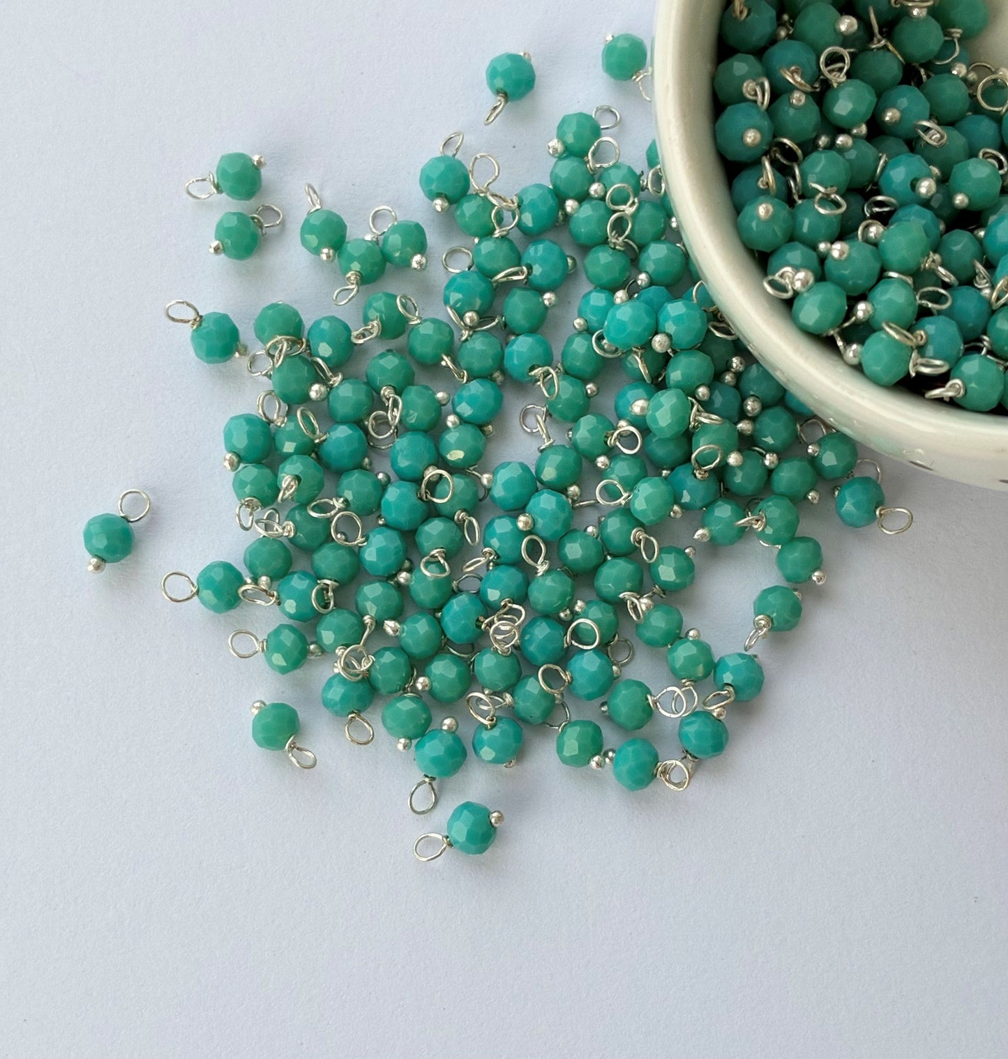 Faceted Turquoise Bead Charms with Silver Wire