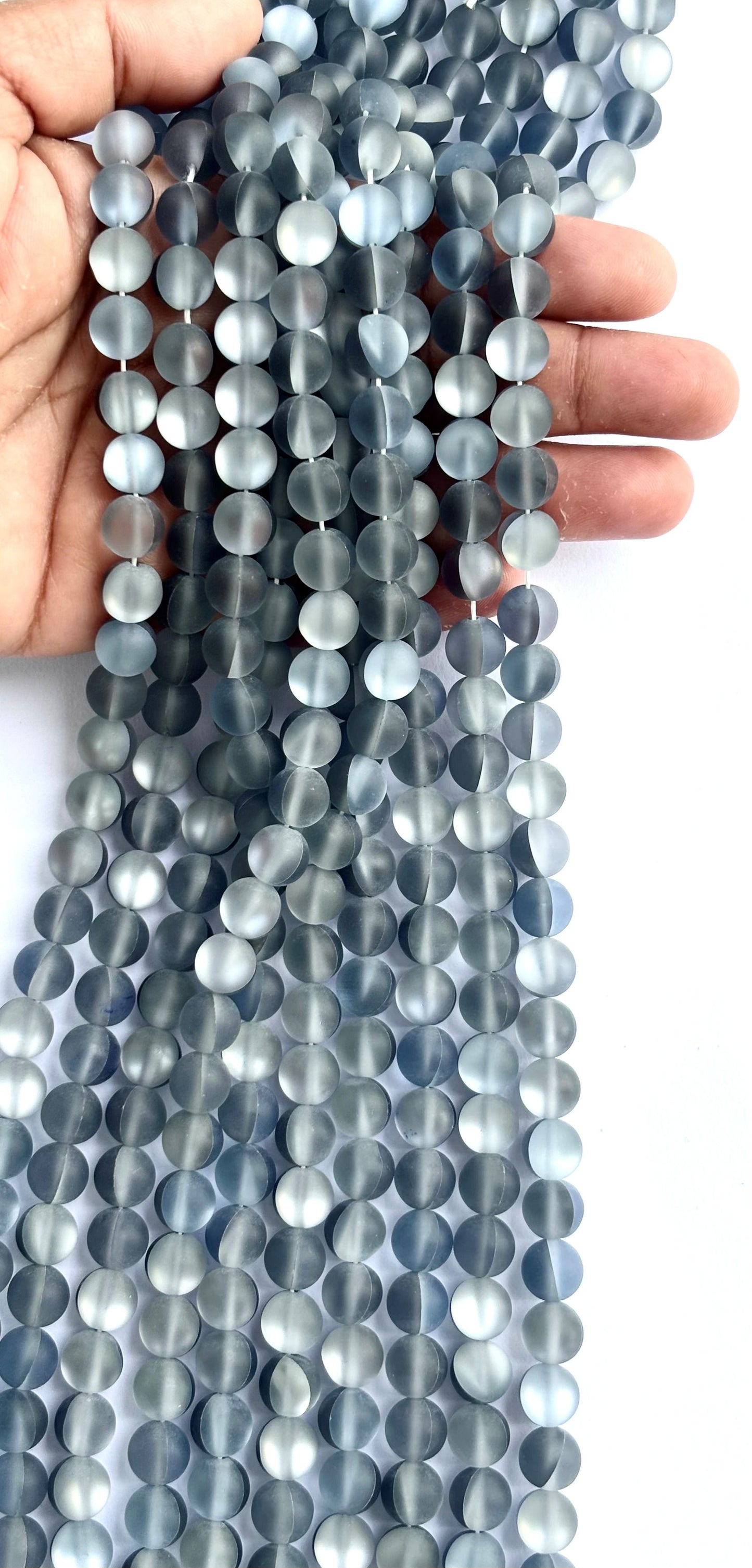 Matte Grey Aura Quartz Beads