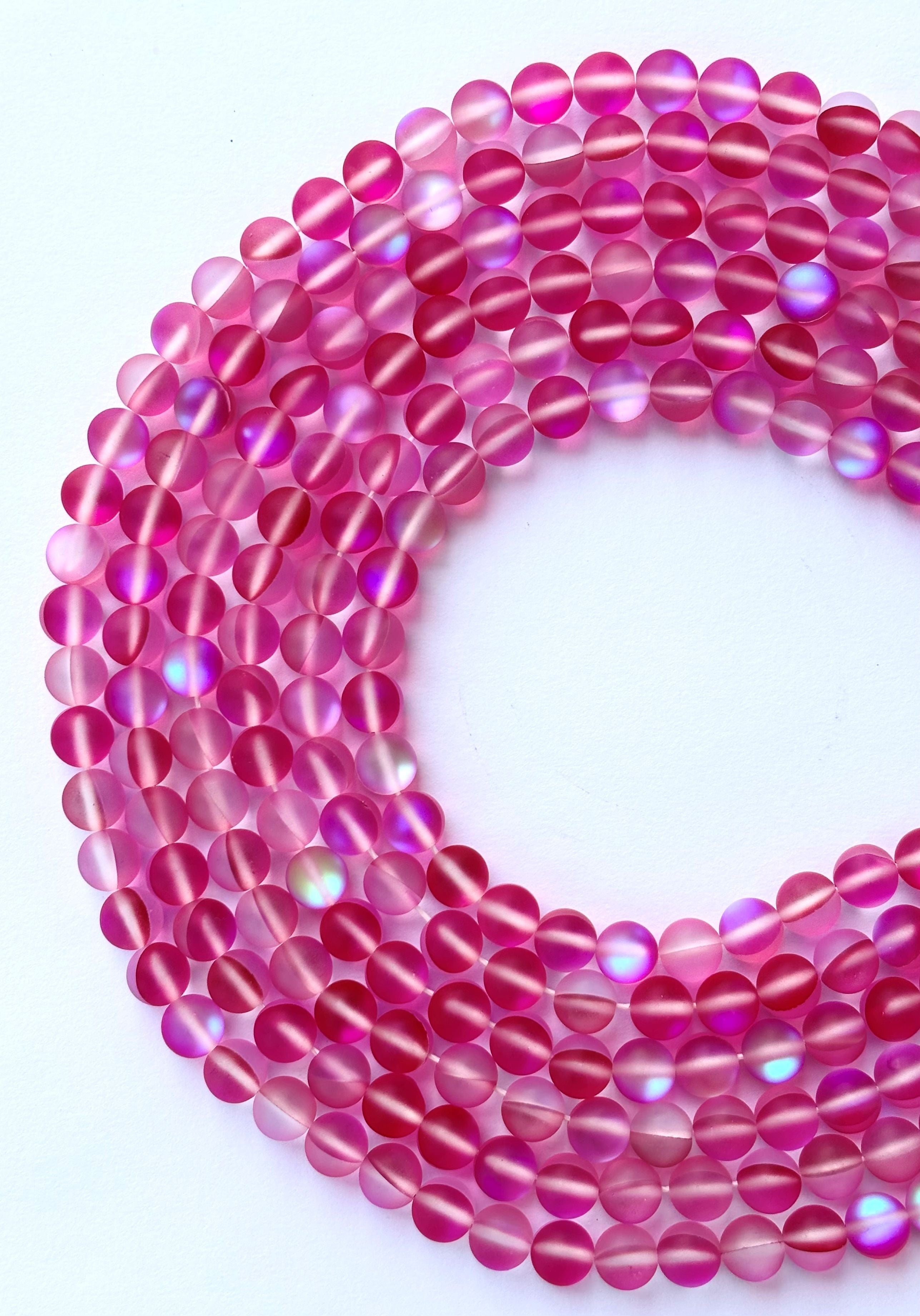 Matte Hot Pink Aura Quartz Beads