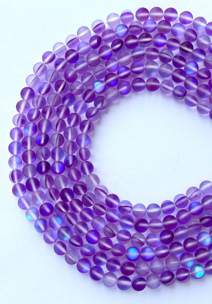 Matte Purple Aura Quartz Beads