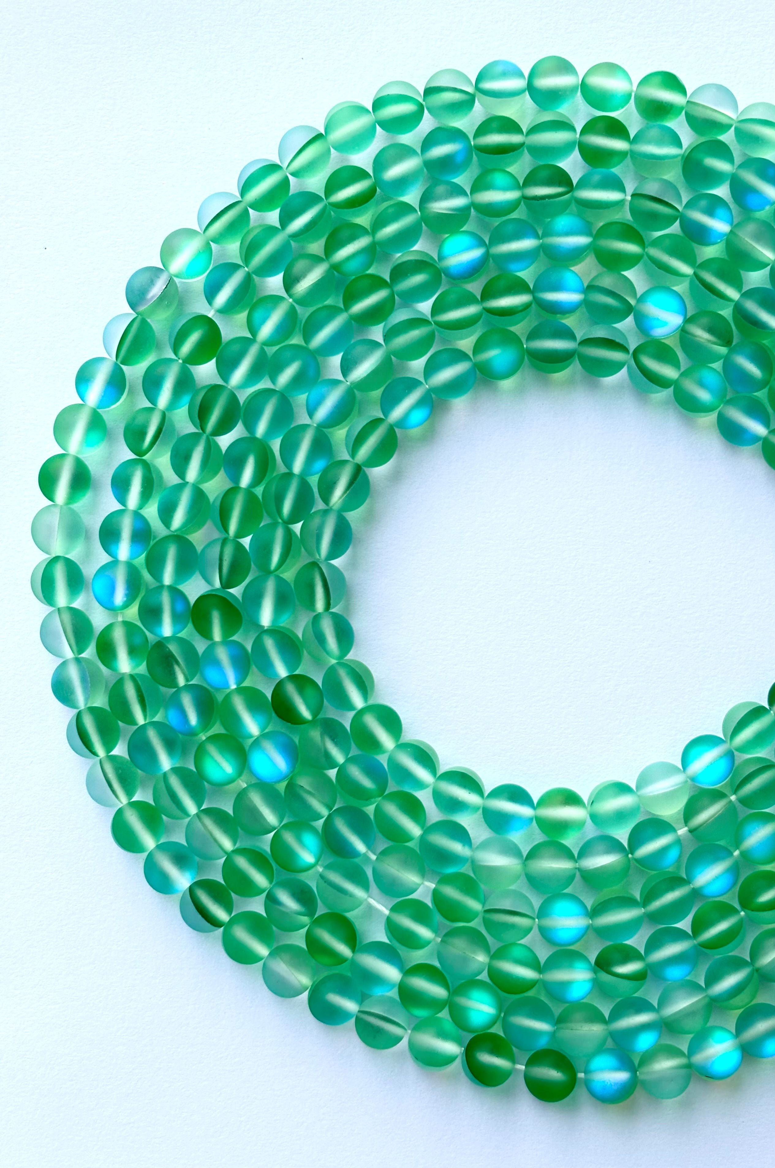 Matte Green Aura Quartz Beads