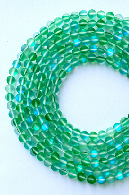 Matte Green Aura Quartz Beads