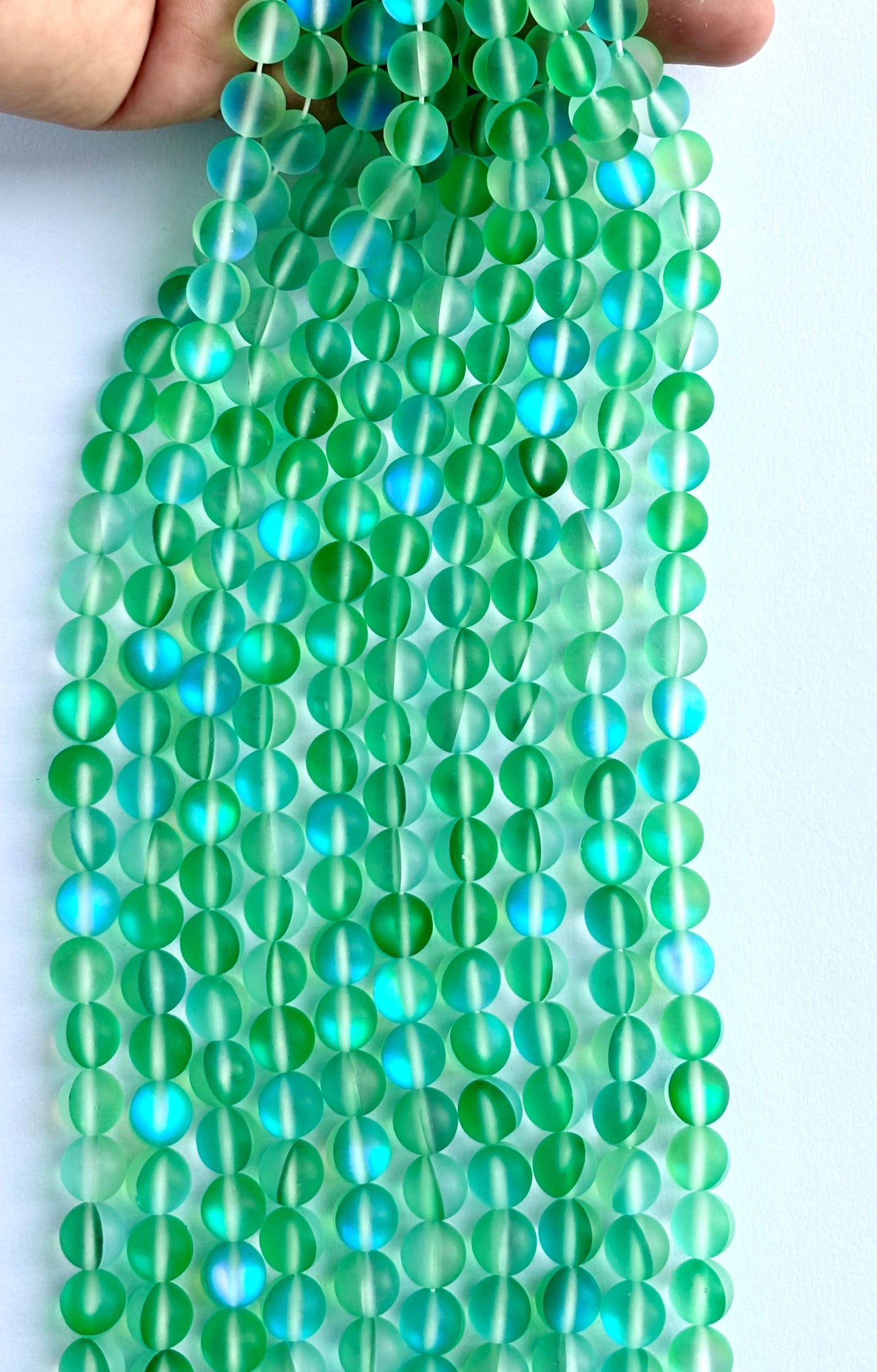 Matte Green Aura Quartz Beads