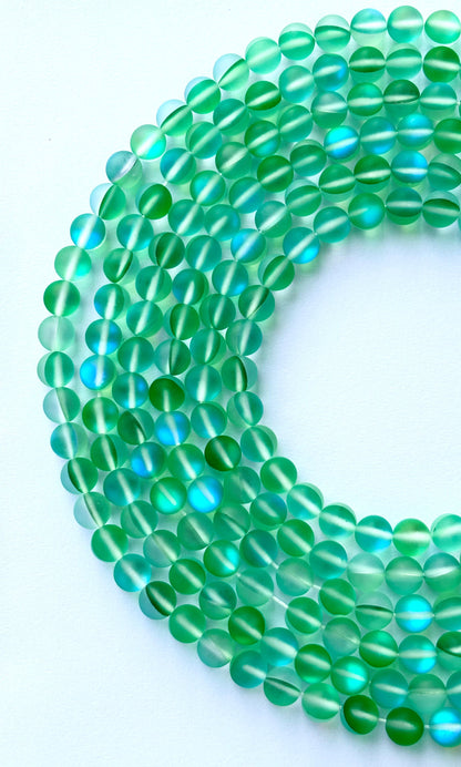 Matte Green Aura Quartz Beads