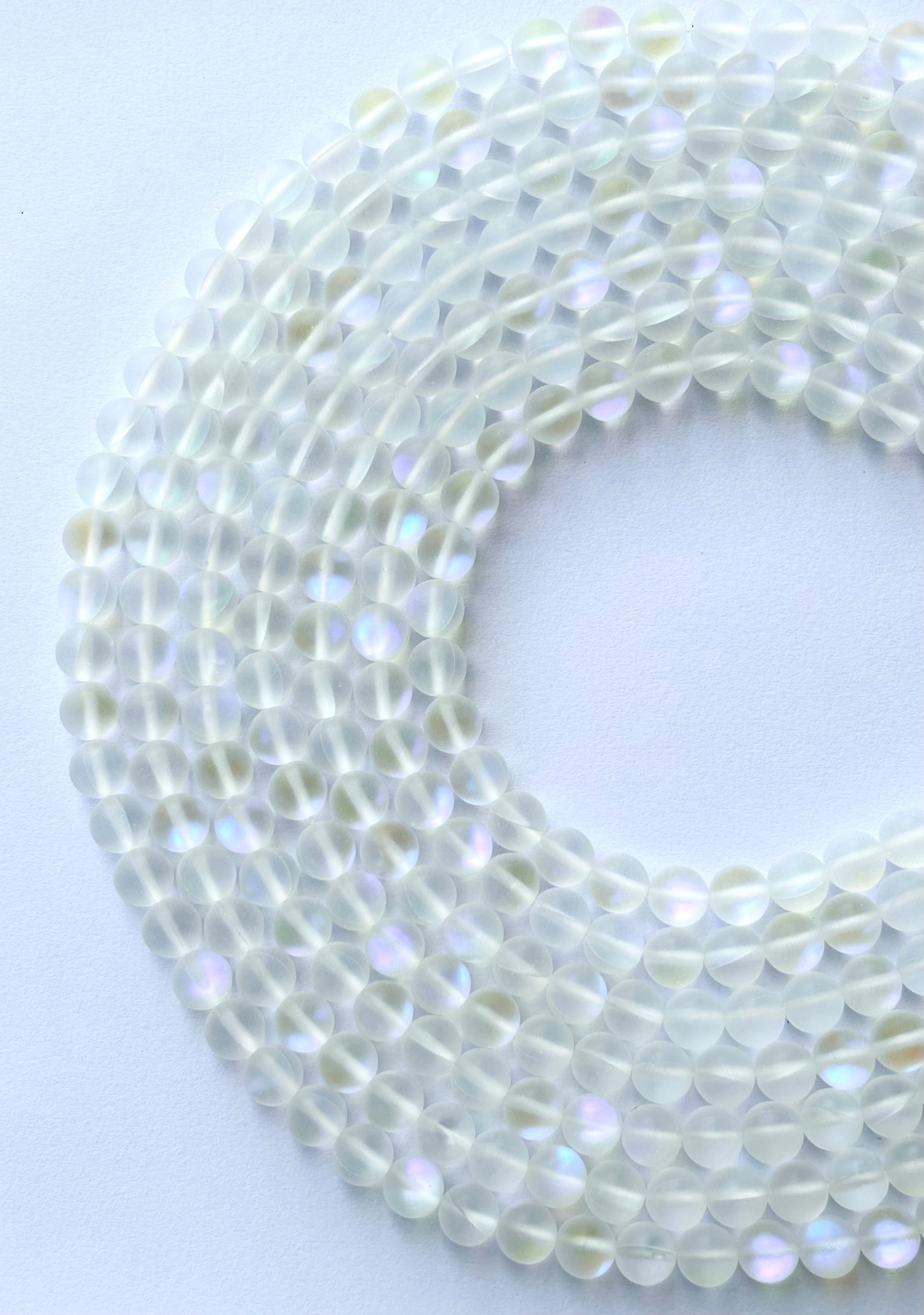 Matte Angel Aura Quartz White Beads