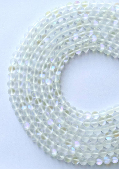 Matte Angel Aura Quartz White Beads