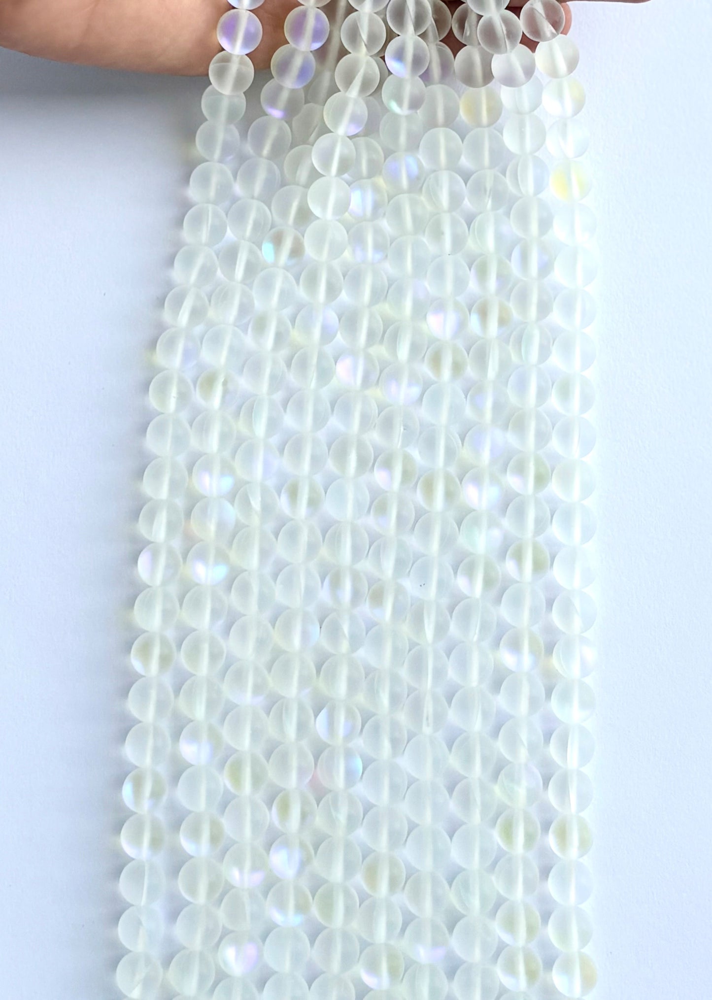 Matte Angel Aura Quartz White Beads