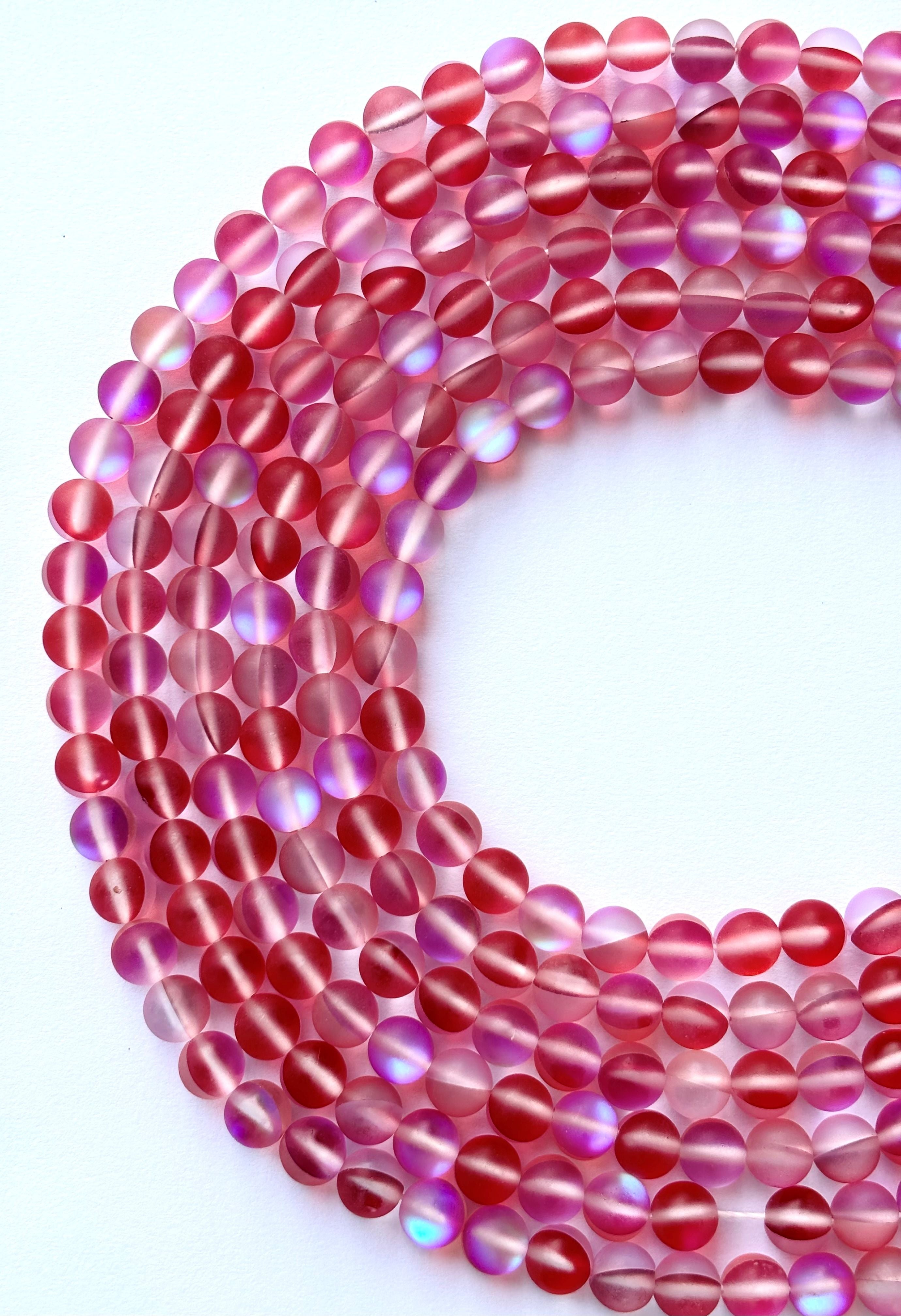 Matte Red Aura Quartz Beads