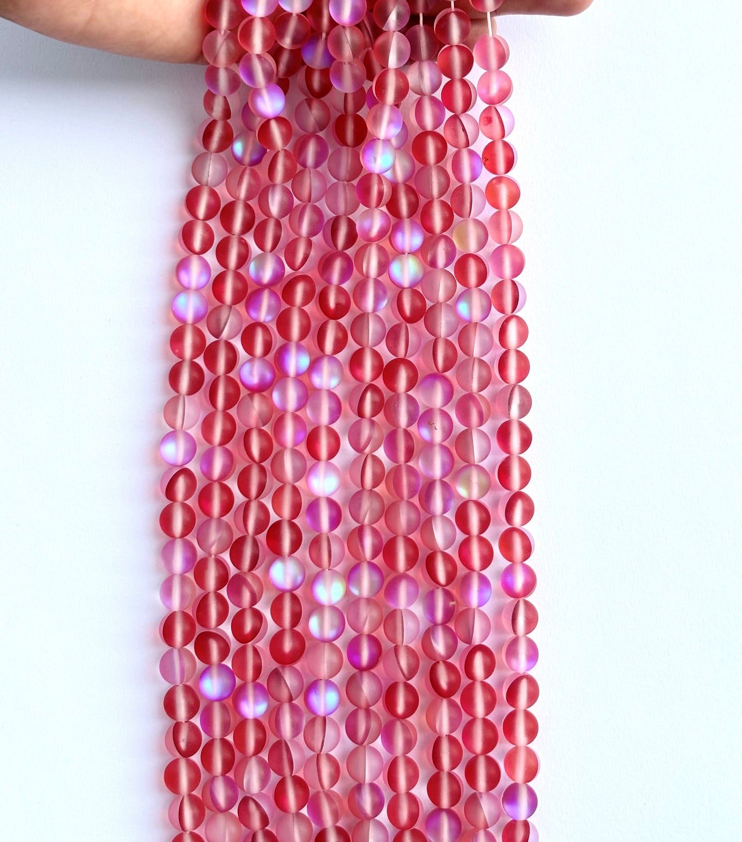 Matte Red Aura Quartz Beads