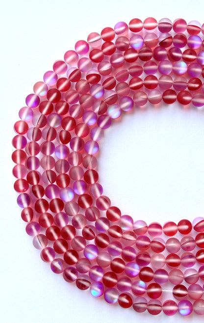 Matte Red Aura Quartz Beads