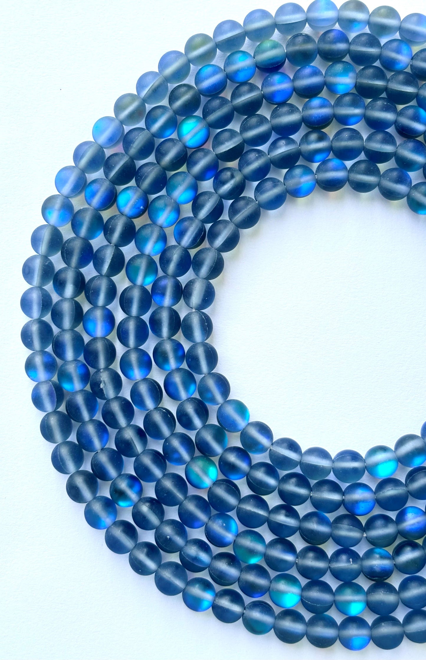 Matte Blue Aura Quartz Round Beads