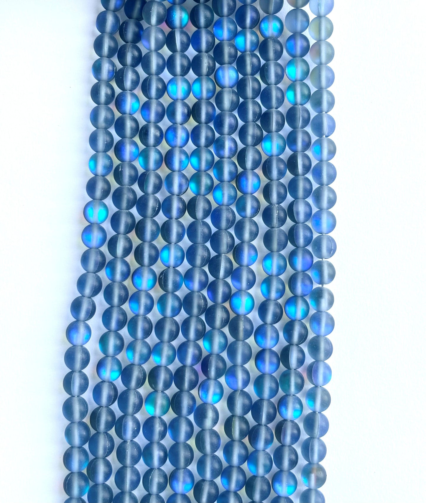 Matte Blue Aura Quartz Round Beads