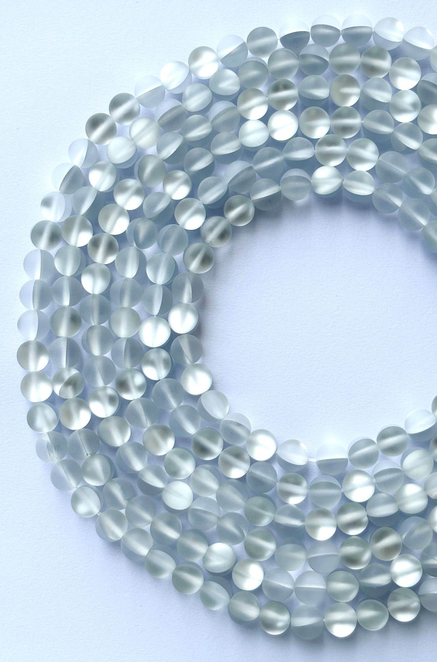 Matte Light Grey Aura Quartz Beads