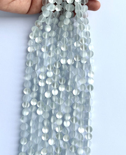 Matte Light Grey Aura Quartz Beads