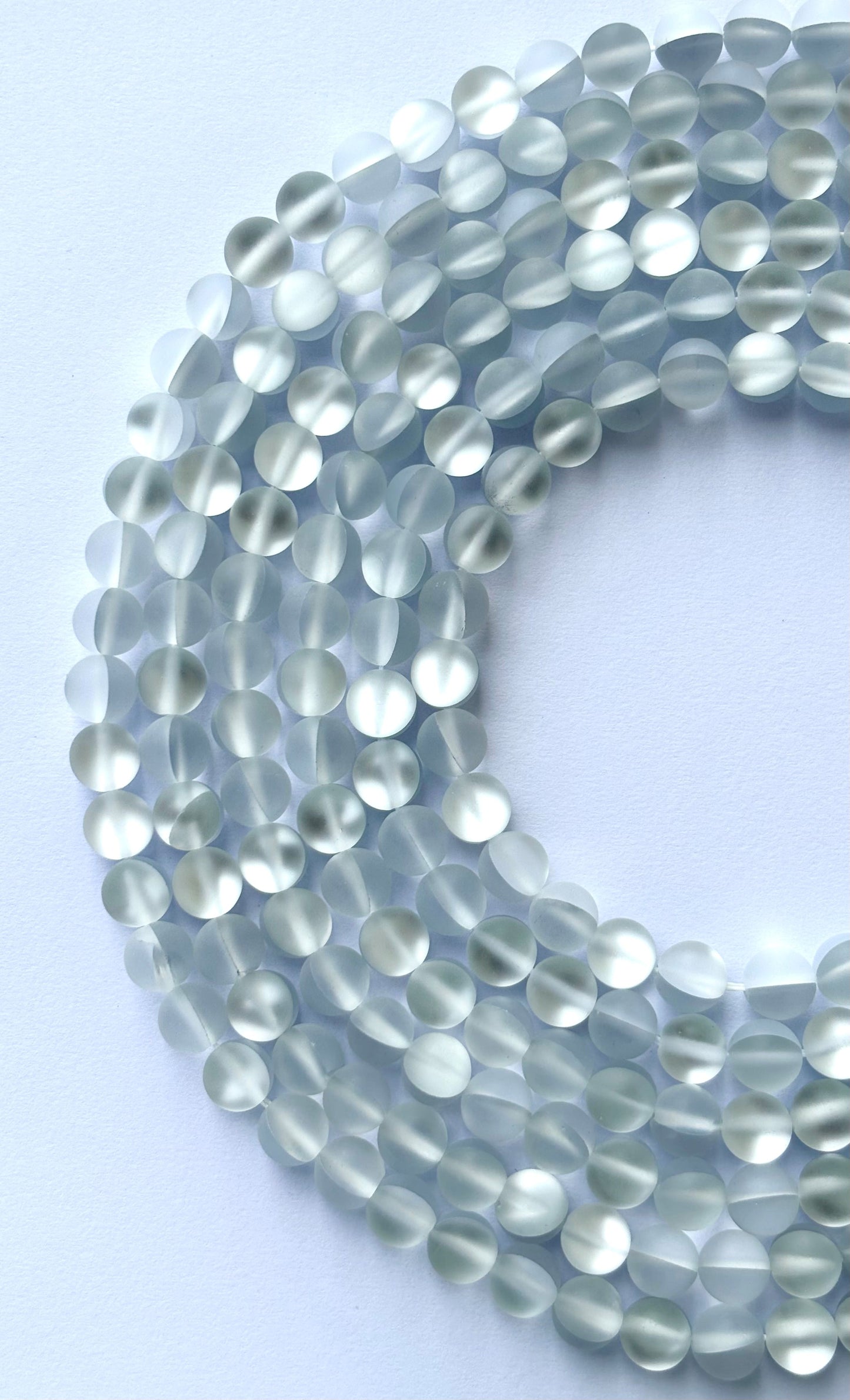 Matte Light Grey Aura Quartz Beads