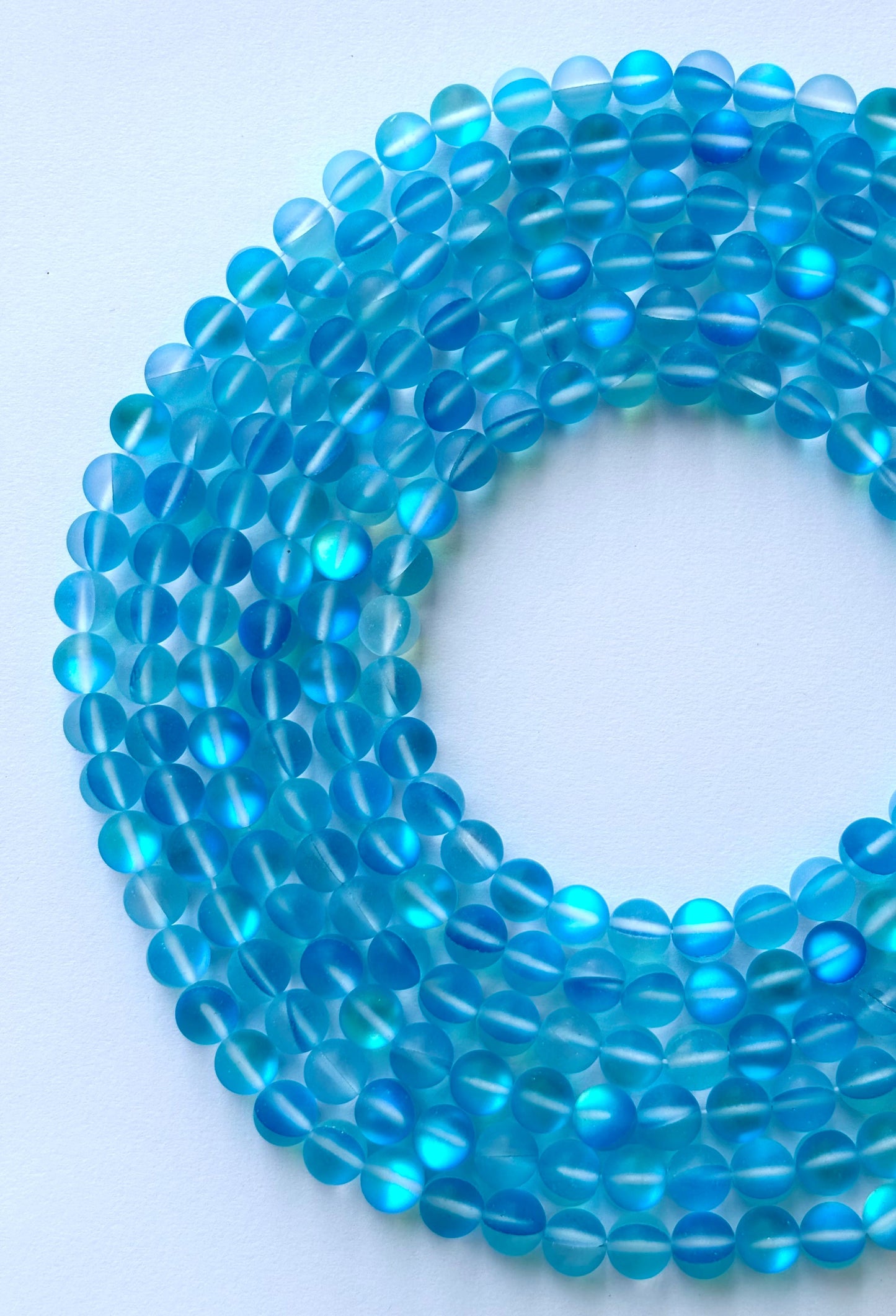 Matte Aqua Blue Aura Quartz Beads
