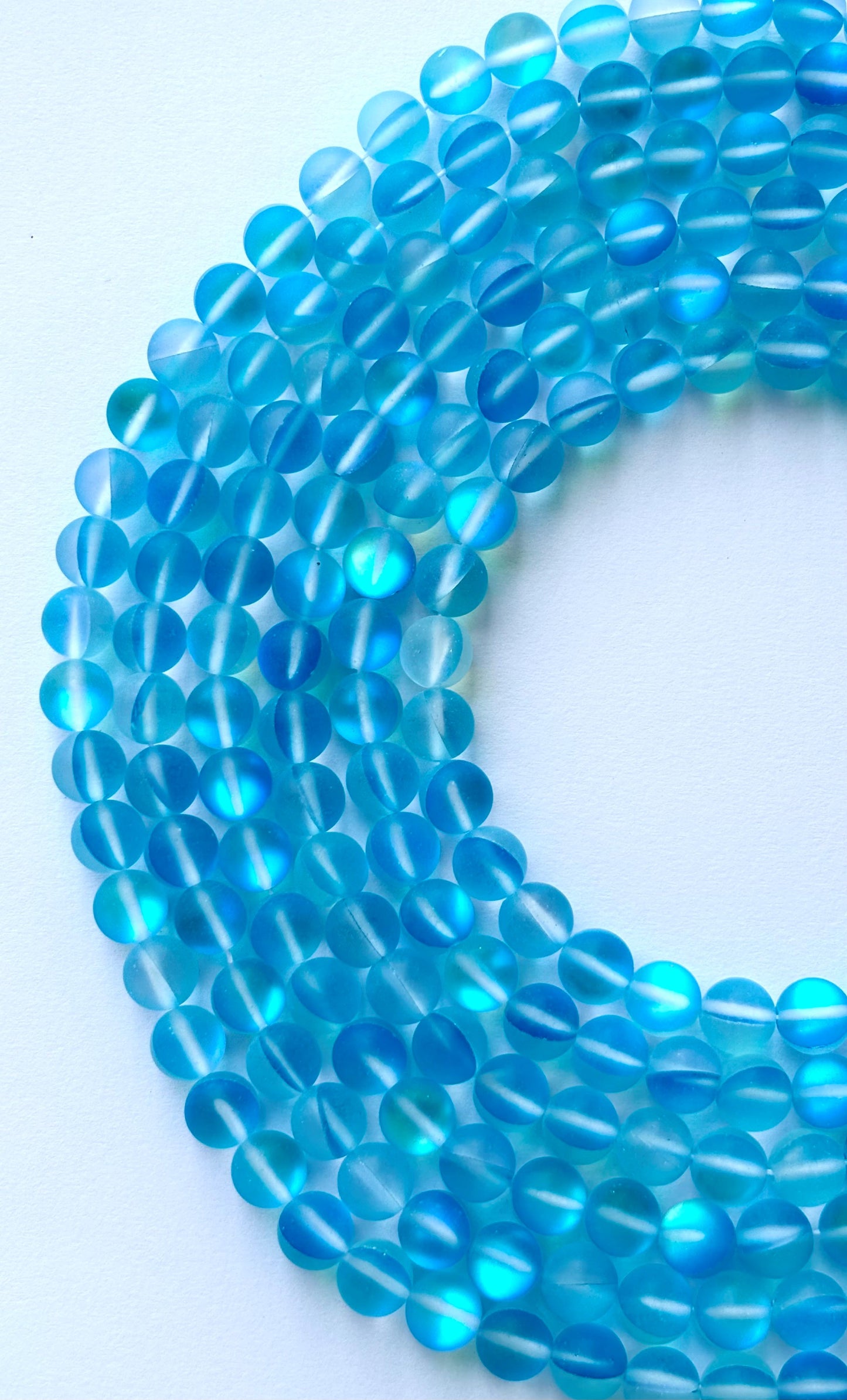 Matte Aqua Blue Aura Quartz Beads