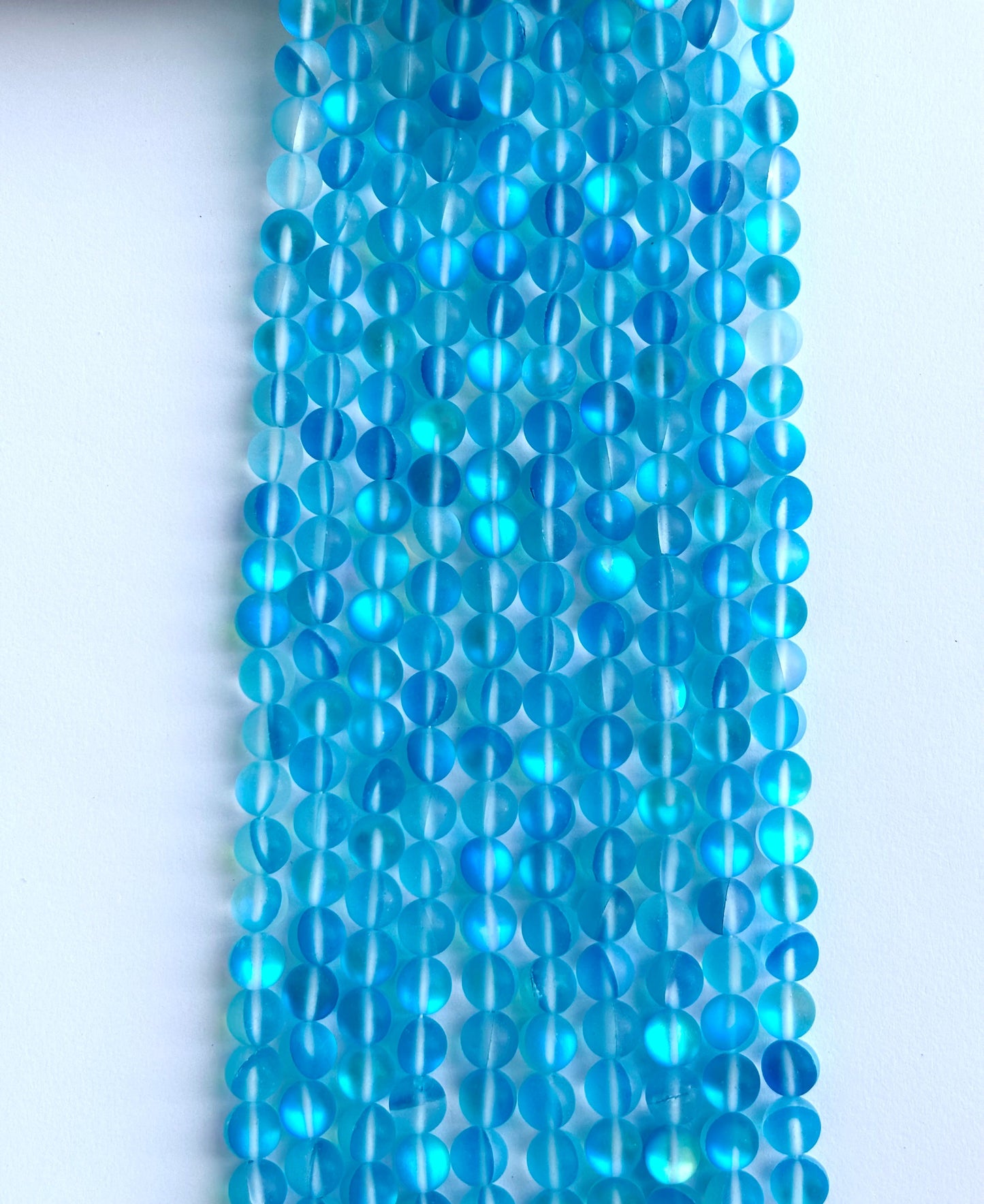 Matte Aqua Blue Aura Quartz Beads