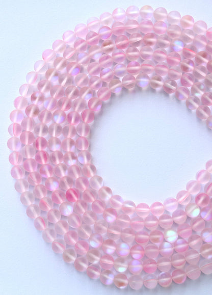 Matte Light Pink Aura Quartz Beads