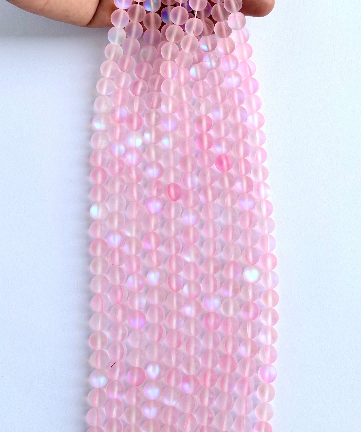 Matte Light Pink Aura Quartz Beads