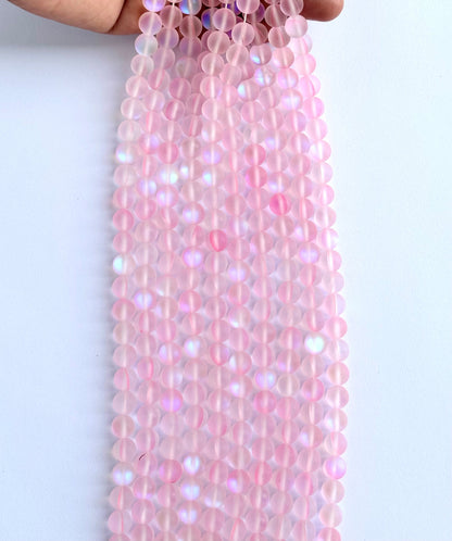 Matte Light Pink Aura Quartz Beads