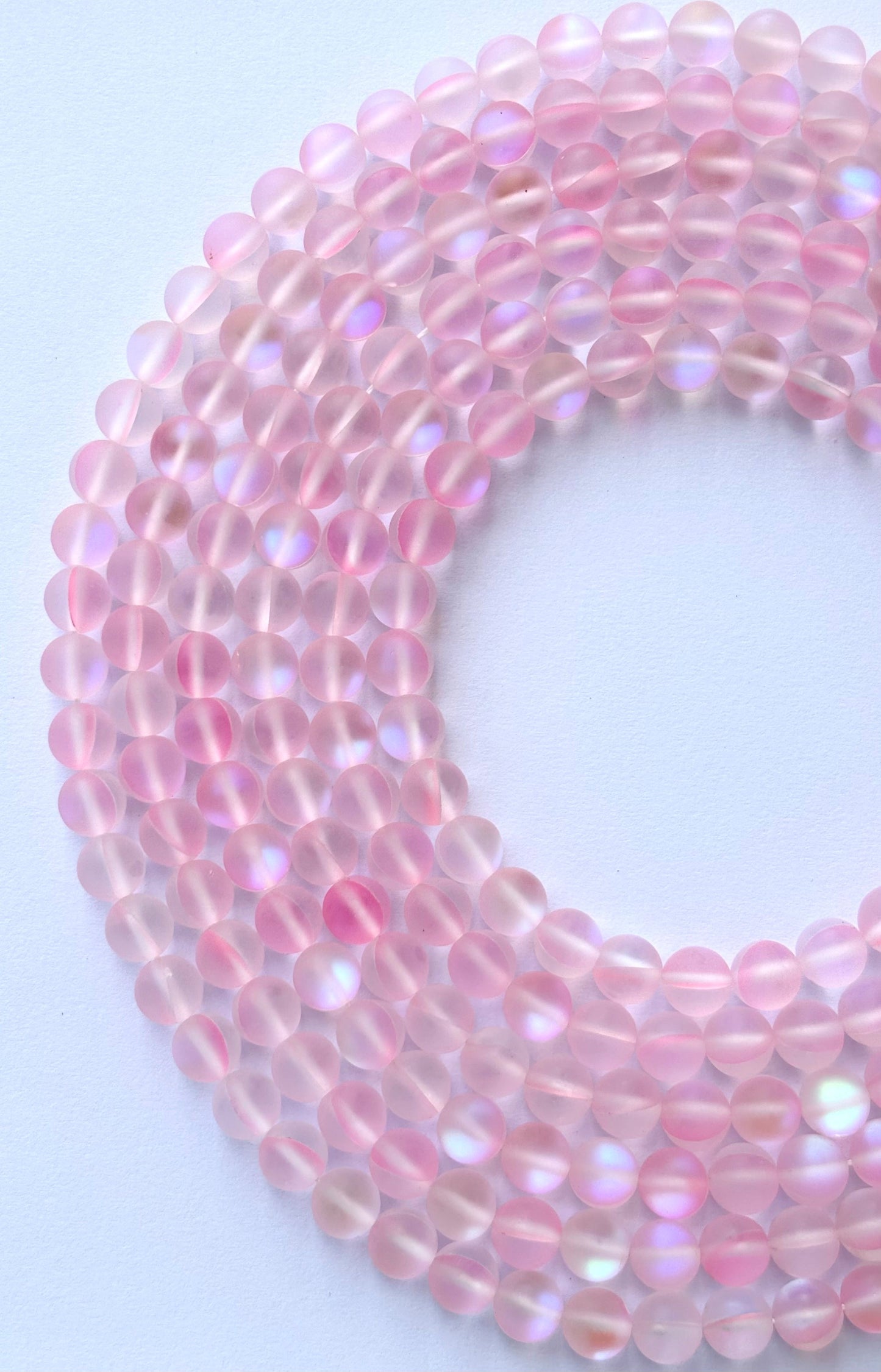 Matte Light Pink Aura Quartz Beads