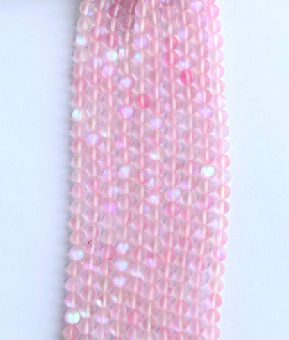 Matte Light Pink Aura Quartz Beads